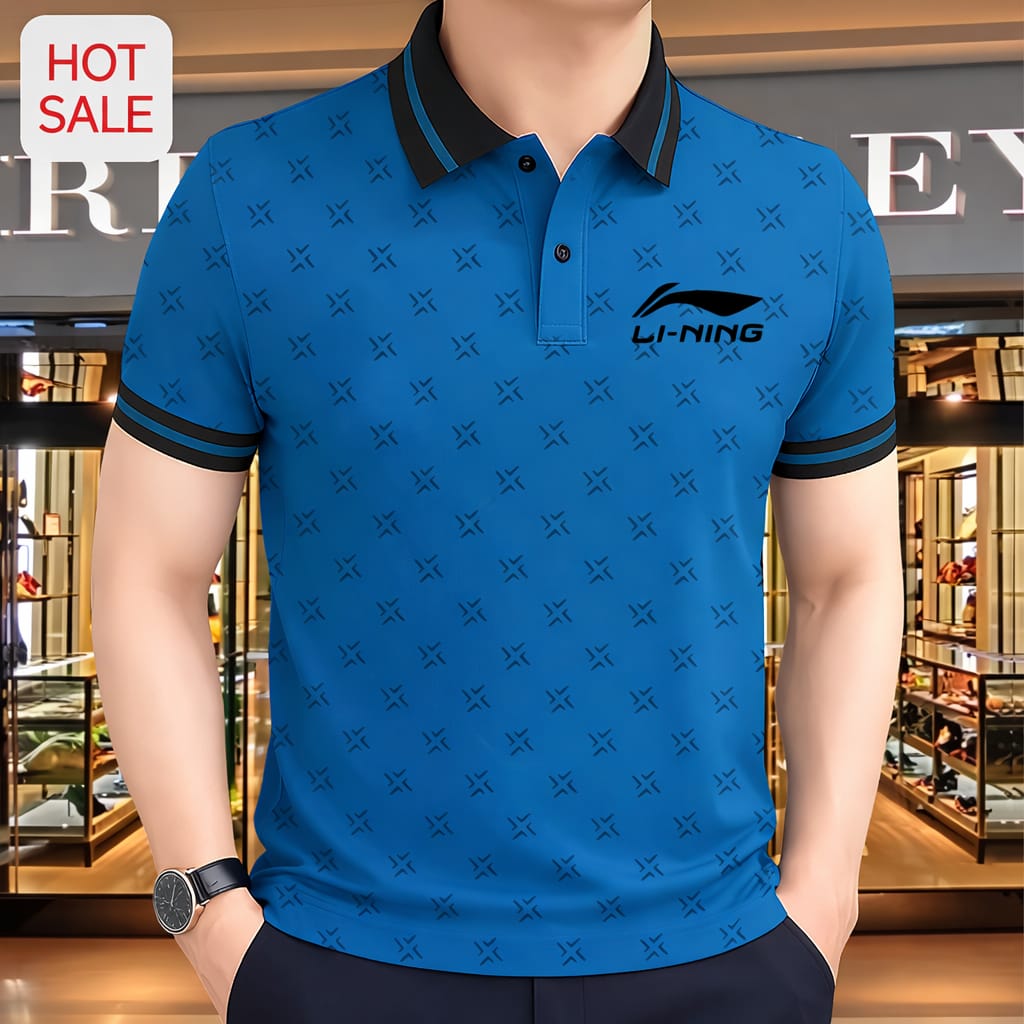Super Premium PK Cotton Polo Shirt For Men's [allover print Light Sky]