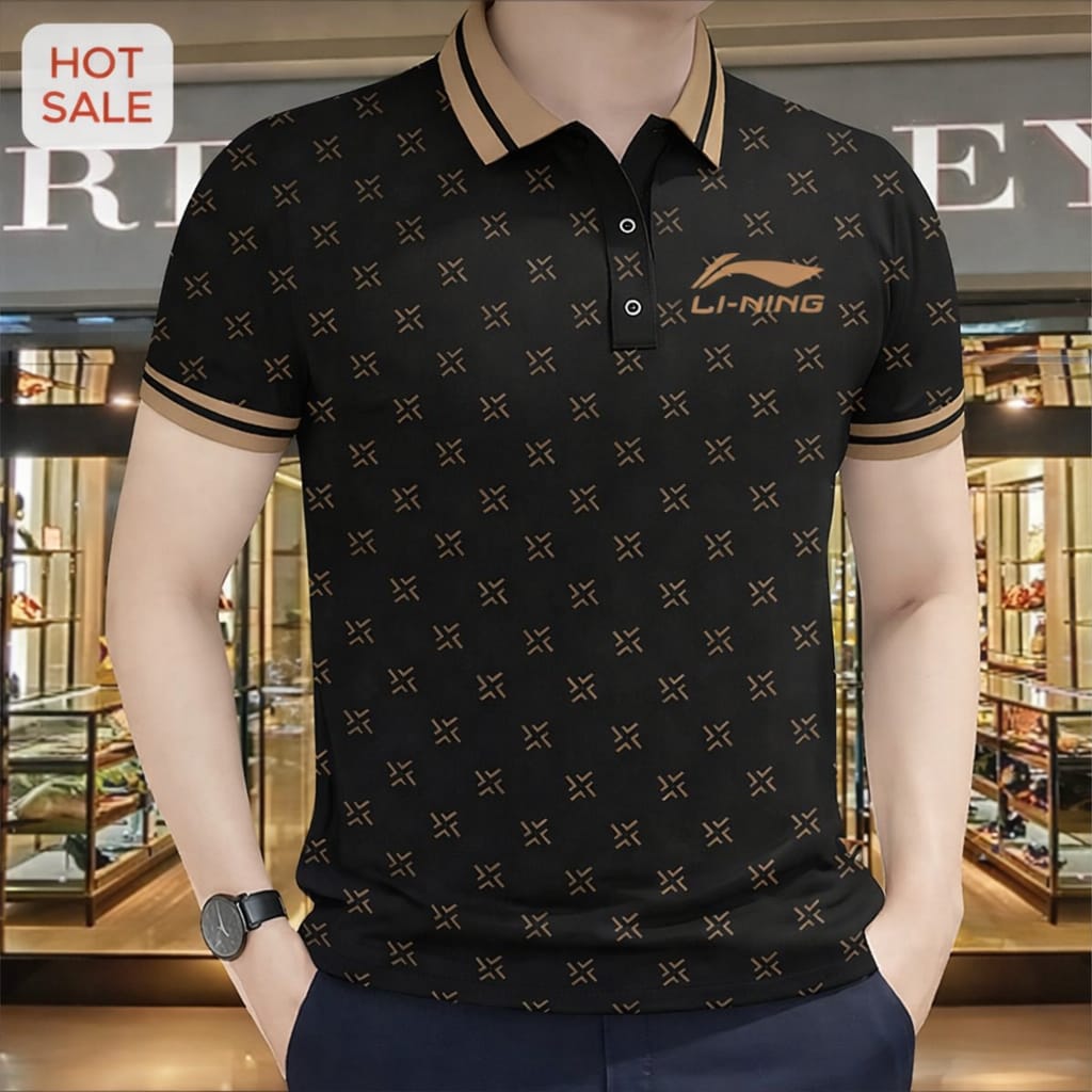 Super Premium PK Cotton Polo Shirt For Men's [allover print Black]