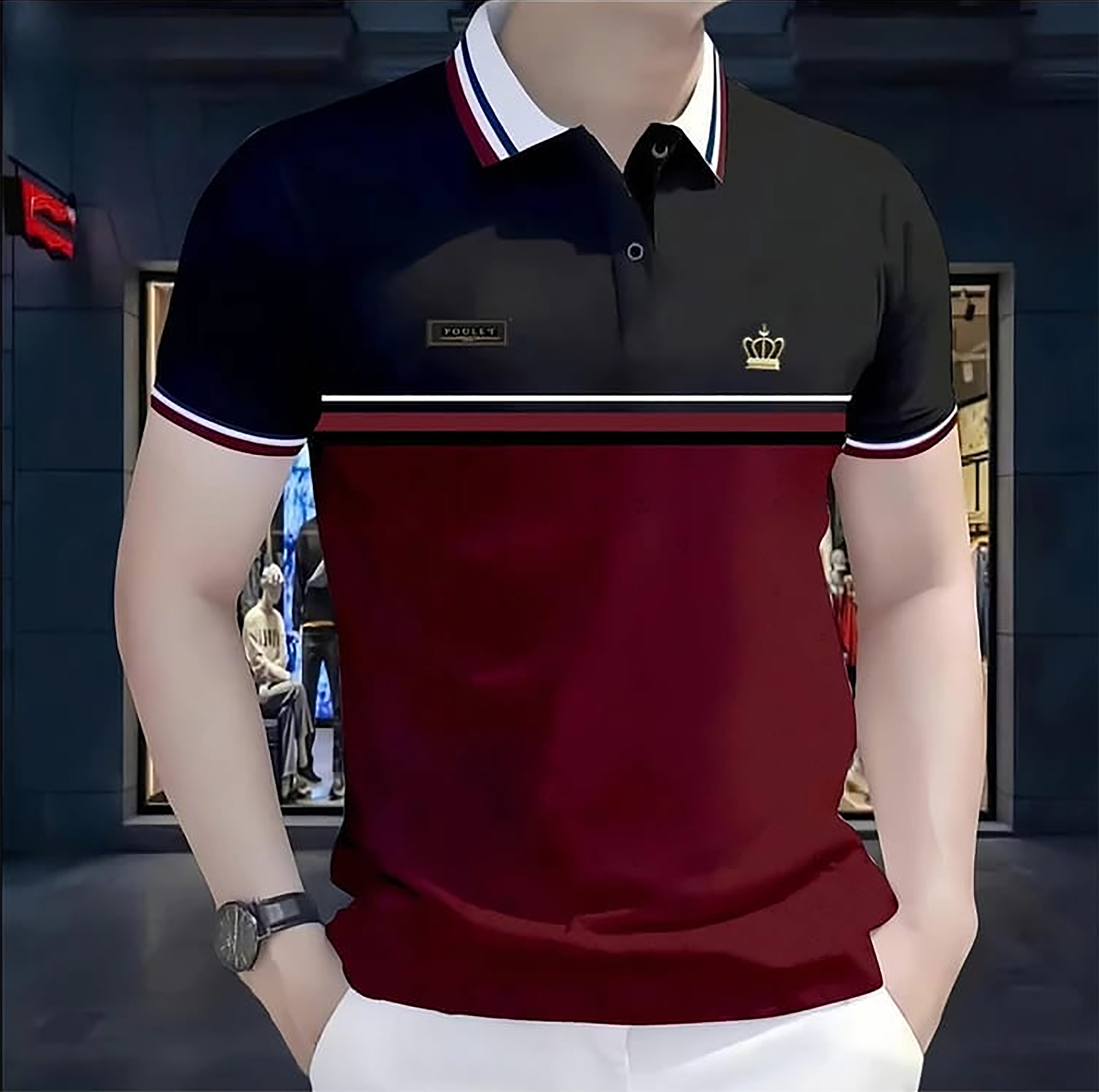 Super Premium PK Cotton Polo Shirt For Men's [Mukut Black/Maroon]